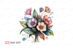 Colorful floral bouquet watercolor art flowers Product Image 1