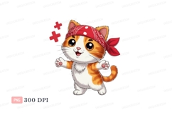 Orange white cat bandana cute Product Image 1