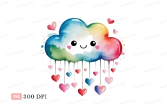 Rainbow cloud raining hearts love cute Product Image 1