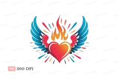 Flaming winged heart vibrant wings flame Product Image 1