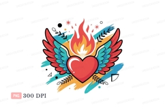 Flaming winged heart with abstract background flame Product Image 1