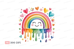 Happy rainbow dripping hearts flowers image Product Image 1