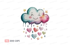Happy cloud raining hearts stars image Product Image 1