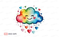 Rainbow cloud raining hearts cute Product Image 1