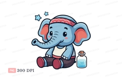 Cute blue elephant with stars and potion cartoon Product Image 1