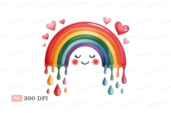 Happy rainbow with dripping colors and hearts image Product Image 1