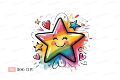 Happy rainbow star with hearts cute Product Image 1