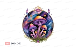 Psychedelic mushrooms cosmic crystals galaxy Product Image 1