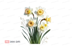 White yellow daffodils with green stems flowers orange Product Image 1