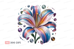 Colorful lily with floating spheres flower rainbow Product Image 1