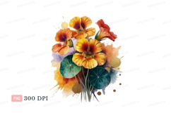 Orange yellow red flowers green leaves image Product Image 1