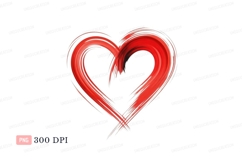 Red heart brush stroke clipart love Product Image 1