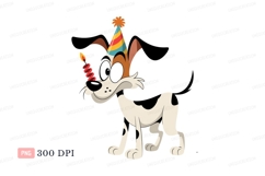 Cartoon dog wearing party hat and candle image Product Image 1
