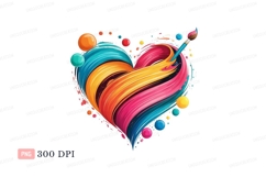 Colorful Heart Brushstrokes Clipart P N G paint Product Image 1