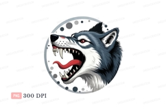 Fierce wolf snarling red eyes sharp teeth animal predator Product Image 1