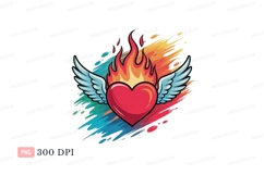 Fiery winged heart abstract splash fire wings Product Image 1