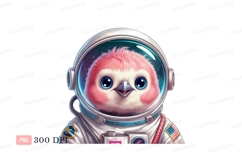 Pink bird astronaut space exploration blue Product Image 1