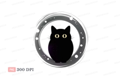 Black cat yellow eyes circle image Product Image 1