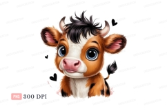 Adorable cartoon calf with big blue eyes cute animal Product Image 1