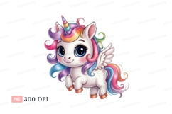 Cute winged unicorn with rainbow mane pegasus mythical Product Image 1