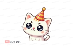 White cat wearing party hat kitten Product Image 1