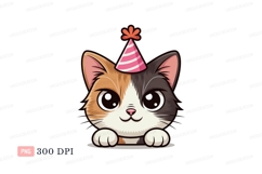 Cute cat wearing party hat kitten Product Image 1