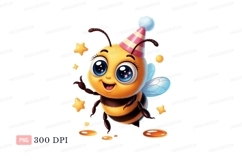 Cute bee wearing party hat stars Product Image 1