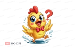 Yellow chick with red bow and question mark image Product Image 1