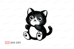 Chubby black white cat kitten cute Product Image 1