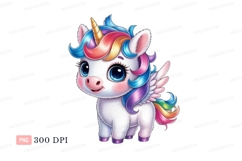 Fluffy winged unicorn with rainbow mane fantasy mythical Product Image 1