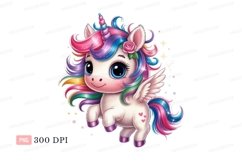 Adorable winged unicorn with rainbow mane horn Product Image 1