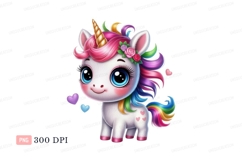 Cute unicorn with rainbow mane and golden horn image Product Image 1
