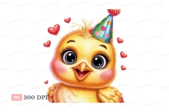 Cute chick wearing party hat bird yellow Product Image 1