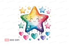 Happy rainbow star with hearts cute Product Image 1