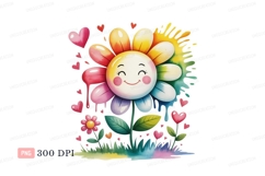Cheerful rainbow flower with hearts happy Product Image 1