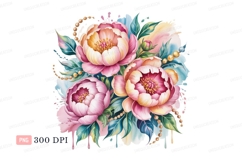 Pink Peonies Pearl Garland yellow green Product Image 1