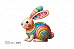 Colorful patterned bunny rabbit stripes Product Image 1
