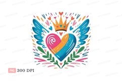 Winged heart crown floral clipart wings pink Product Image 1