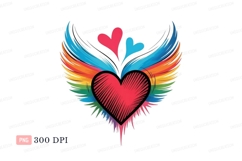 Red heart wings rainbow colors love colorful Product Image 1