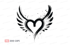 Winged heart brush stroke wings black Product Image 1
