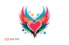 Pink Heart With Colorful Wings blue Product Image 1