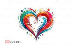 Colorful heart shape with splashes and dots paint abstract Product Image 1