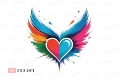 Colorful heart wings abstract art image Product Image 1