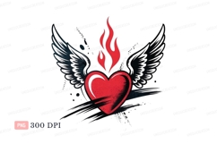 Flaming winged heart flame wings Product Image 1