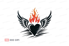 Flaming winged heart emblem wings flame Product Image 1