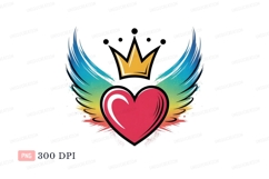 Red heart wings crown clipart png yellow Product Image 1