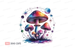 Psychedelic mushrooms celestial art stars planets Product Image 1