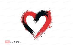 Red Black Heart Brushstrokes Splatter image Product Image 1