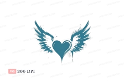 Teal heart with blue wings splash Product Image 1