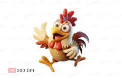 Cartoon chicken waving wings bird fowl Product Image 1
